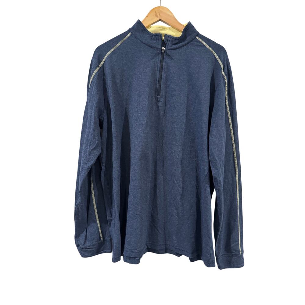 TASC Performance Organic Cotton  Blue 1/4 Zip Pullover XL